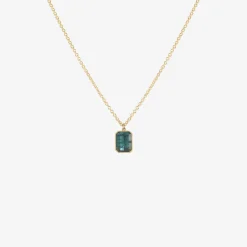 18k & emerald-cut blue tourmaline pendant, 7.48ct