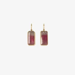 18k & emerald-cut candy pink ombre tourmaline drop earrings, 23.59ct