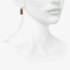 18k & emerald-cut candy pink ombre tourmaline drop earrings, 23.59ct