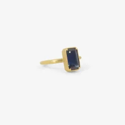 18k & emerald-cut dark blue sapphire ring, 2.1ct