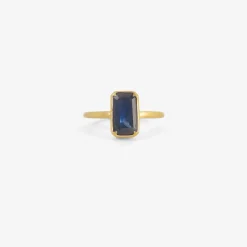 18k & emerald-cut dark blue sapphire ring, 2.1ct