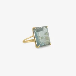 18k & emerald-cut deep blue aquamarine ring