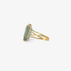 18k & emerald-cut deep blue aquamarine ring