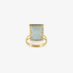 18k & emerald-cut deep blue aquamarine ring