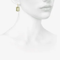 18k & emerald-cut green amethyst drop earrings