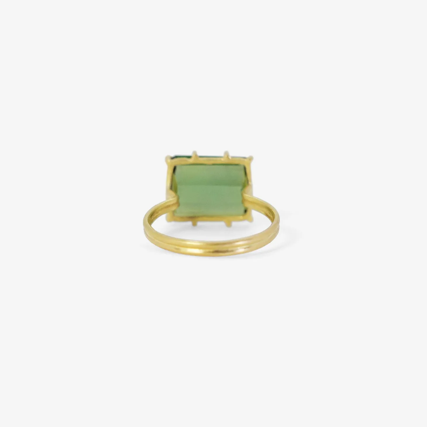 18k & emerald-cut green tourmaline east/west ring