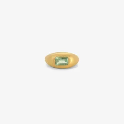 18k & emerald-cut mint emerald signet ring, .90ct