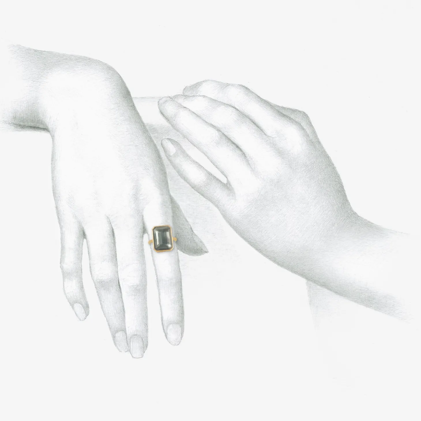 18k & emerald-cut moss aquamarine ring, 9.02ct