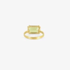 18k & emerald-cut peridot ring