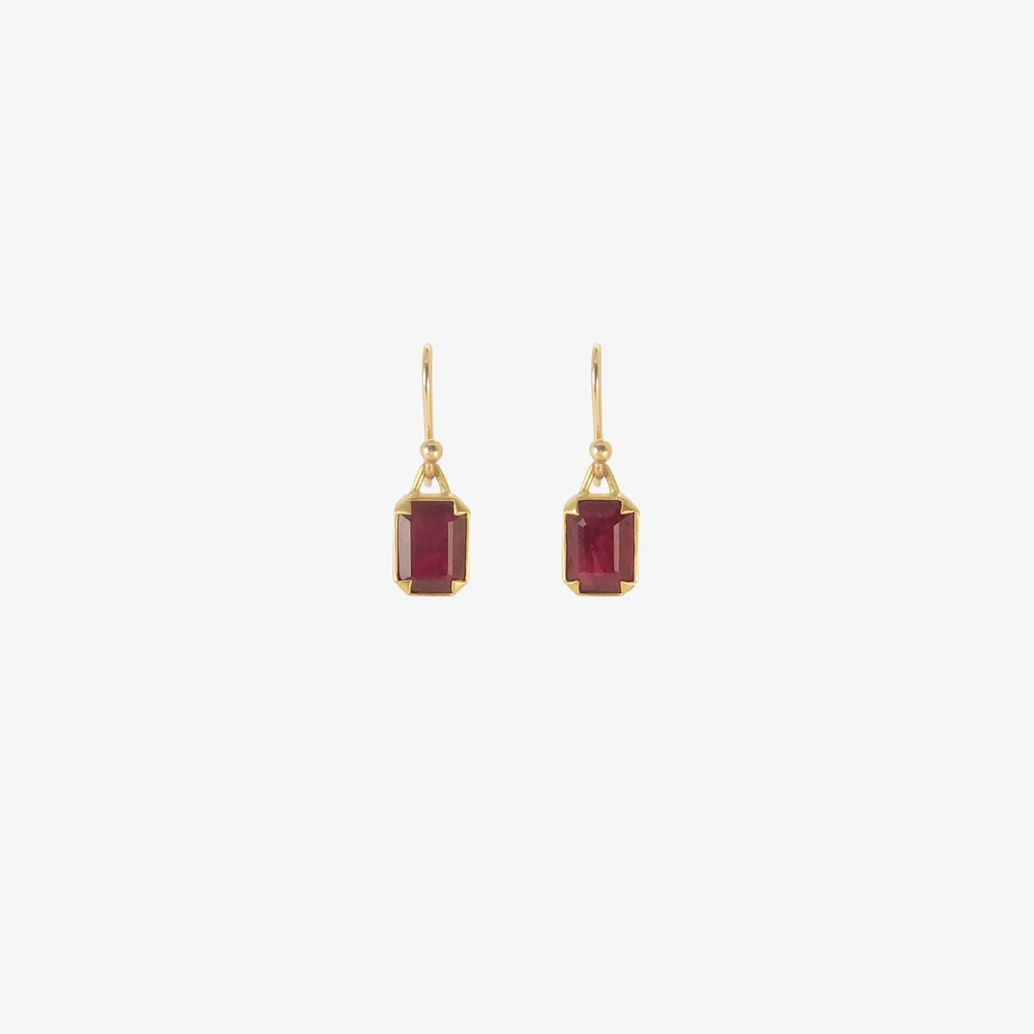 18k & emerald-cut pigeon blood ruby earrings, 3.9ct