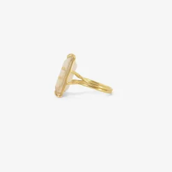 18k & emerald-cut rutilated quartz ring