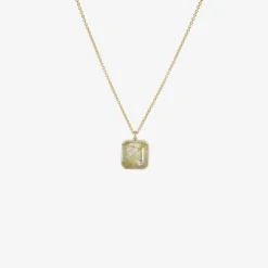 18k & emerald-cut rutilated quartz pendant, 9.61ct
