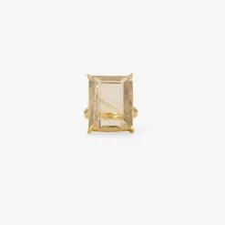 18k & emerald-cut rutilated quartz ring