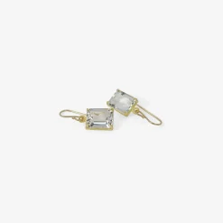 18k & emerald-cut white topaz small drop earrings