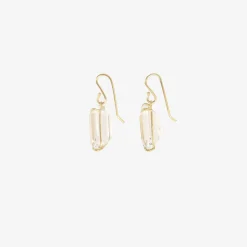 18k & emerald-cut white topaz earrings