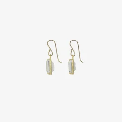 18k & emerald-cut white topaz small drop earrings