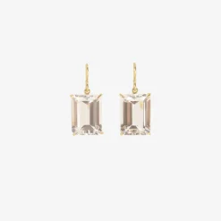 18k & emerald-cut white topaz earrings