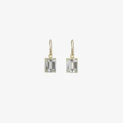 18k & emerald-cut white topaz small drop earrings