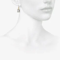 18k & emerald-cut white topaz small drop earrings