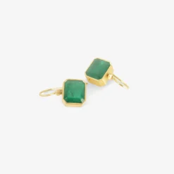 18k & emerald-cut zambian emerald drop earrings, 7.07ct