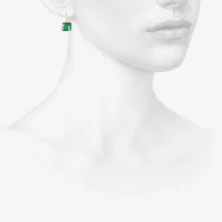 18k & emerald-cut zambian emerald drop earrings, 7.07ct