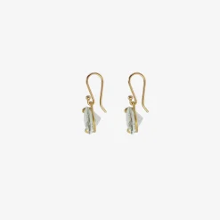 18k & faceted horizontal oval green amethyst earrings