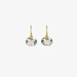 18k & faceted horizontal oval green amethyst earrings