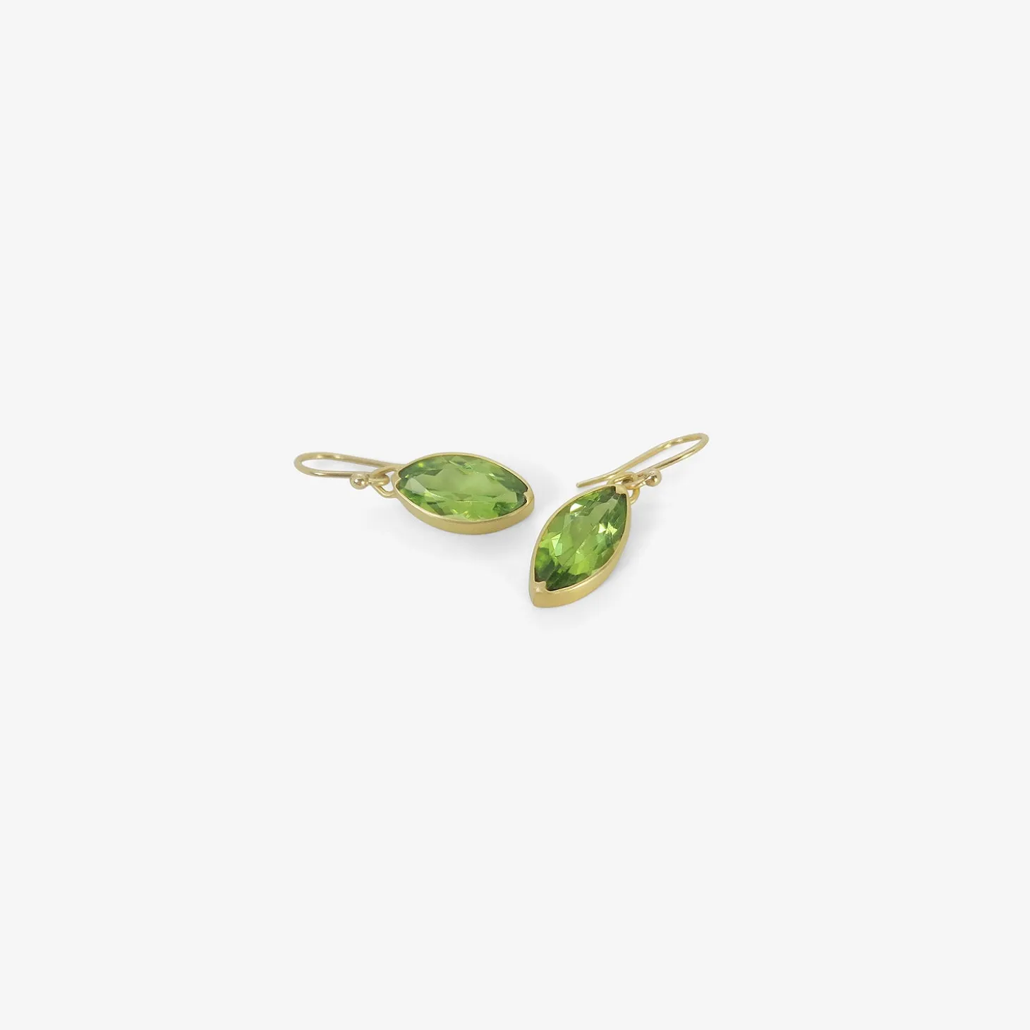 18k & faceted marquis-shaped peridot earrings