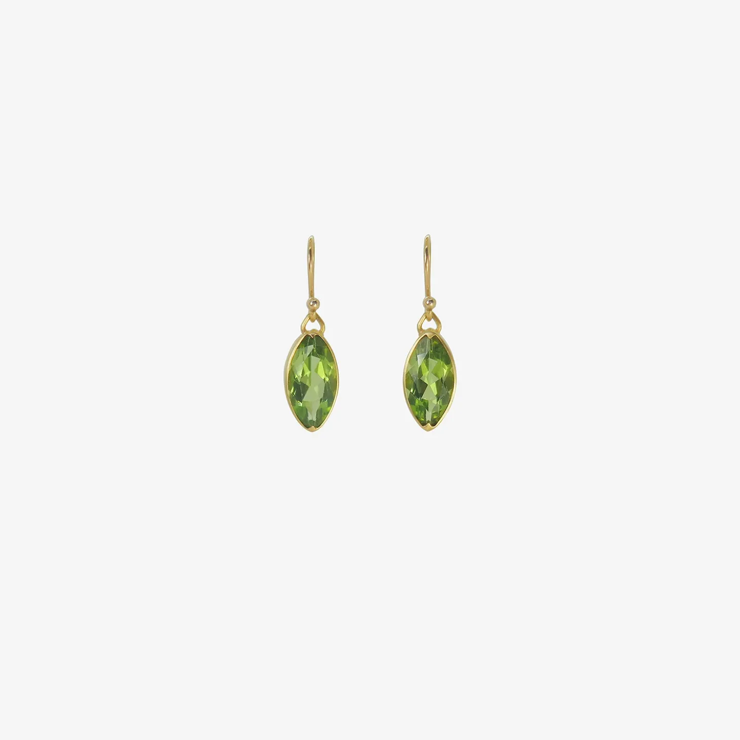 18k & faceted marquis-shaped peridot earrings