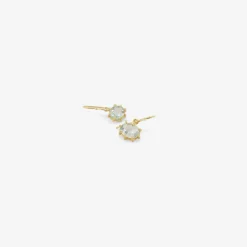 18k & faceted oval aquamarine mini gem earrings