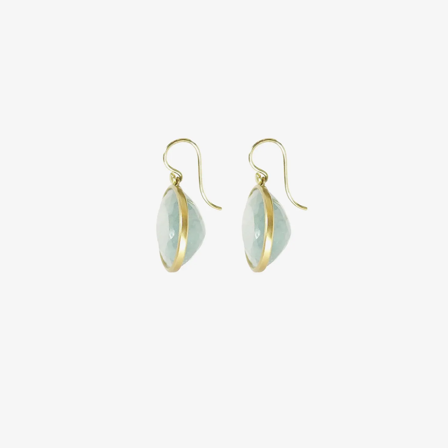 18k & faceted oval aquamarine earrings