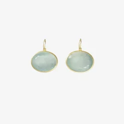 18k & faceted oval aquamarine earrings