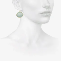 18k & faceted oval aquamarine earrings