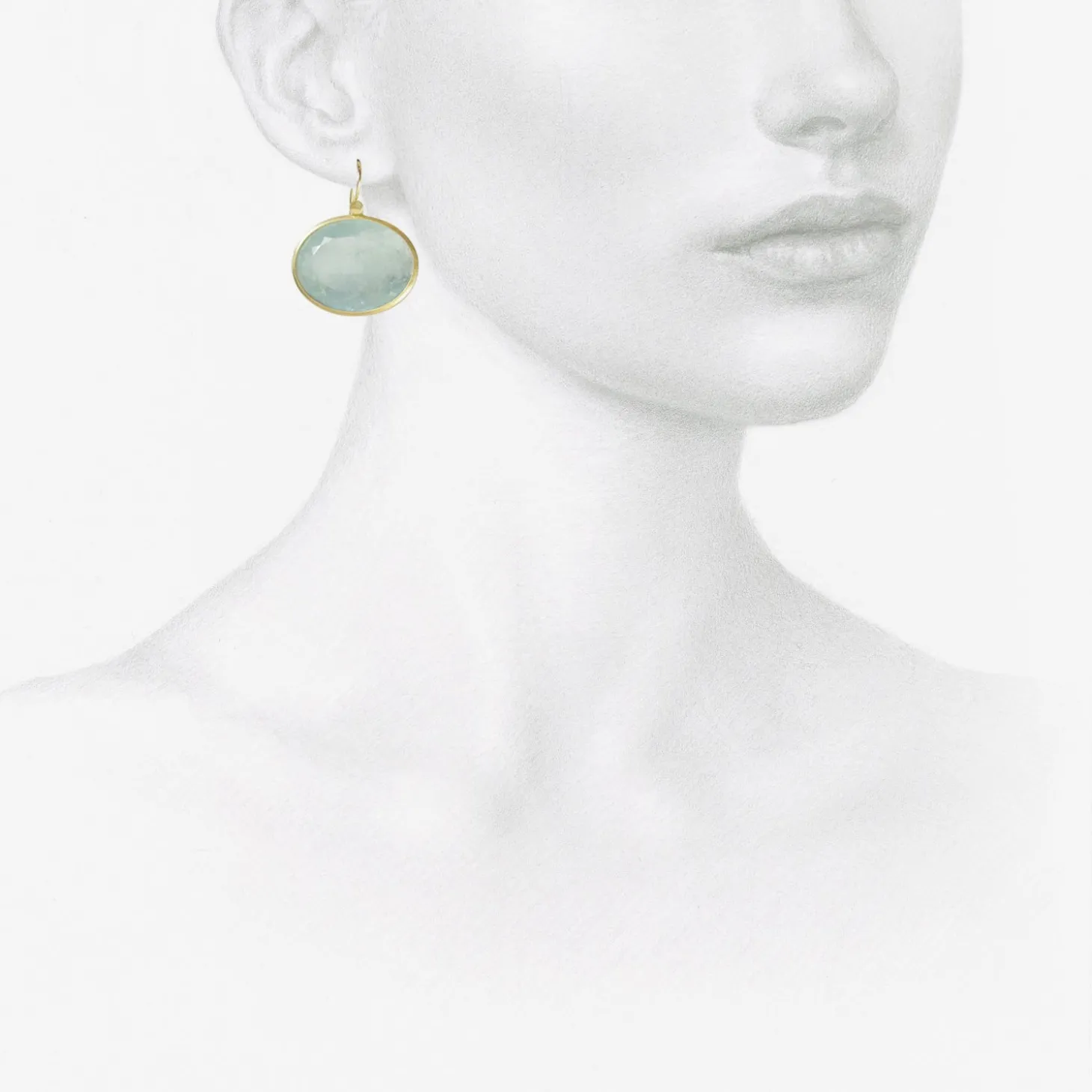 18k & faceted oval aquamarine earrings