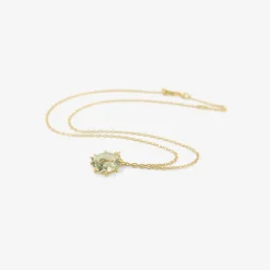 18k & faceted oval green amethyst east / west mini gem pendant
