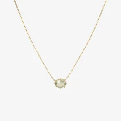 18k & faceted oval green amethyst east / west mini gem pendant
