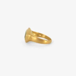 22k & faceted oval green tourmaline greek-inspired ring