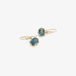18k & faceted oval london blue topaz east/west mini gem earrings