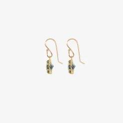 18k & faceted oval london blue topaz east/west mini gem earrings