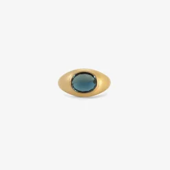 22k & faceted oval london blue topaz domed ring, 3ct