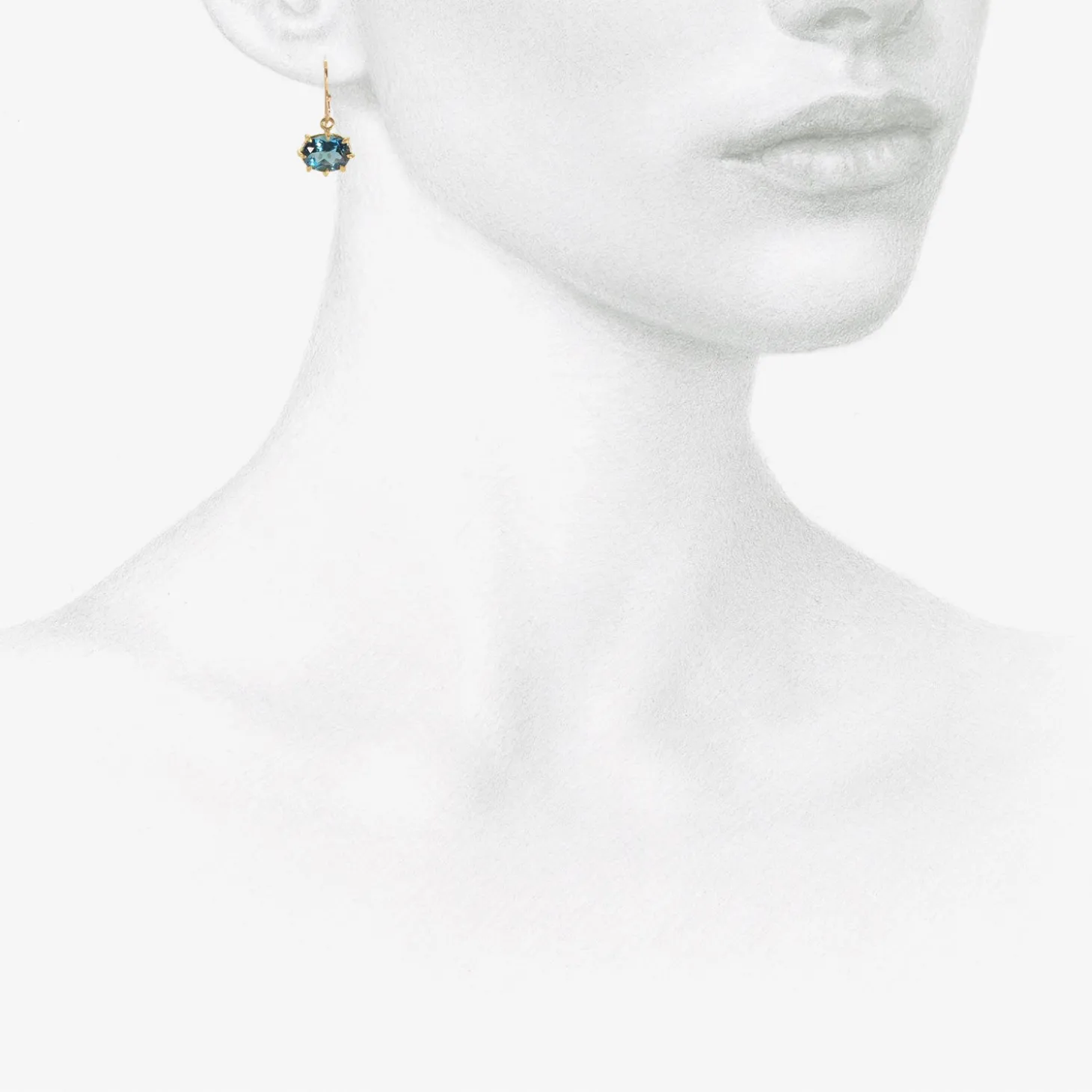 18k & faceted oval london blue topaz east/west mini gem earrings