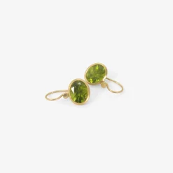 18k & faceted oval peridot drop earrings, 7.42ct