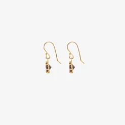 18k & faceted oval rhodolite garnet mini gem earrings