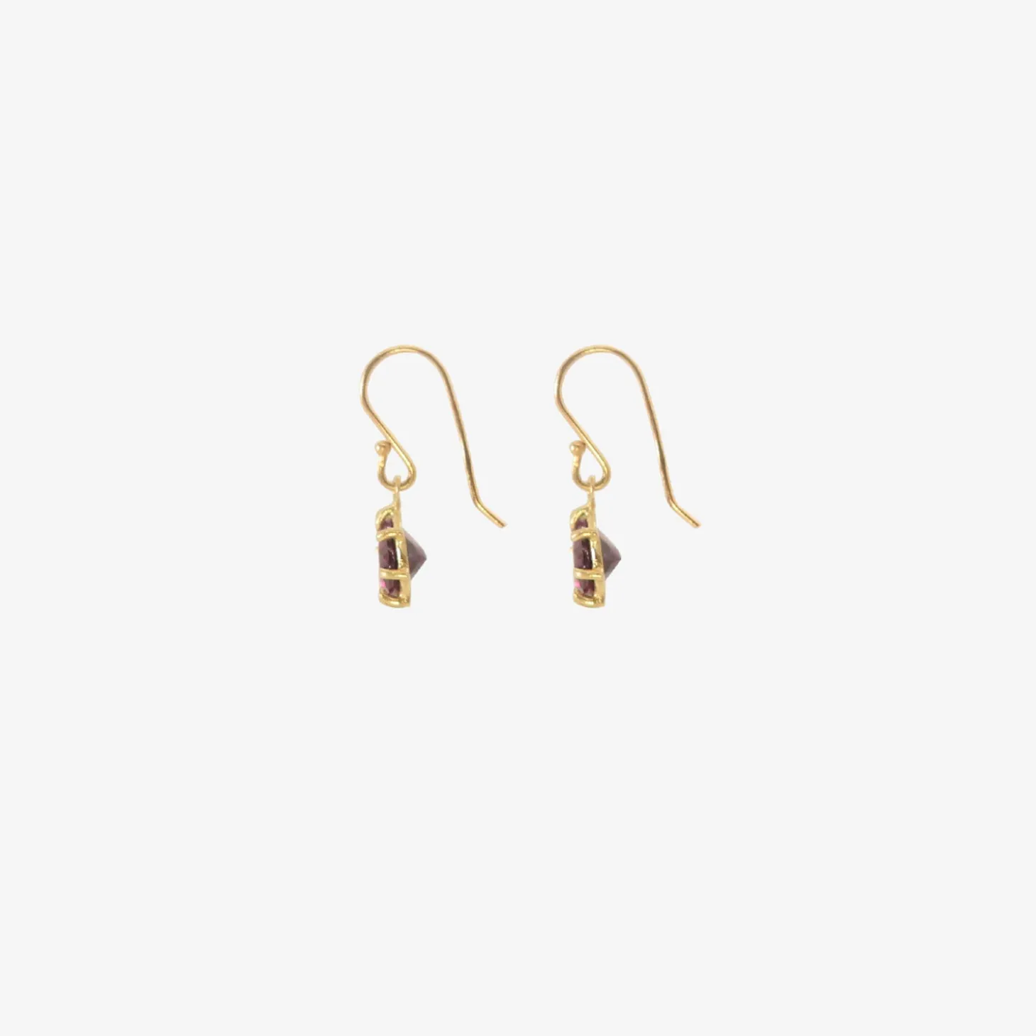 18k & faceted oval rhodolite garnet mini gem earrings