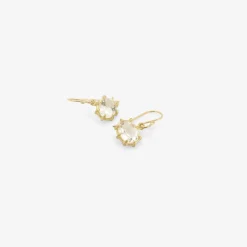 18k & faceted oval white topaz east/west mini gem earrings