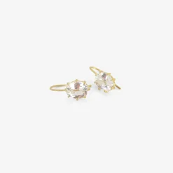 18k & faceted oval white topaz north/south drop earrings