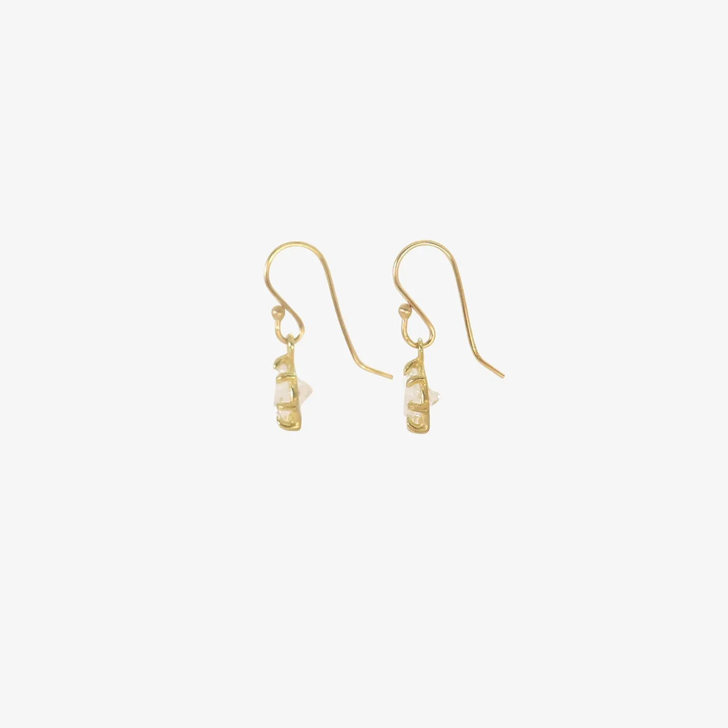 18k & faceted oval white topaz east/west mini gem earrings