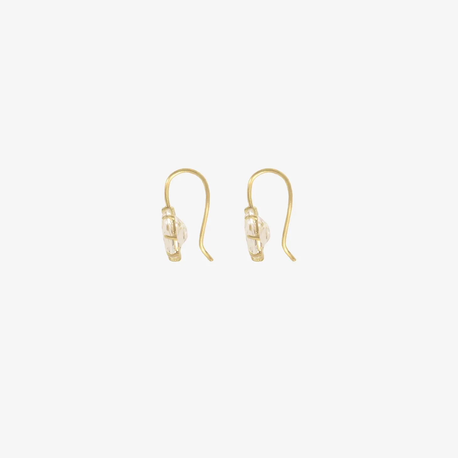 18k & faceted oval white topaz north/south drop earrings