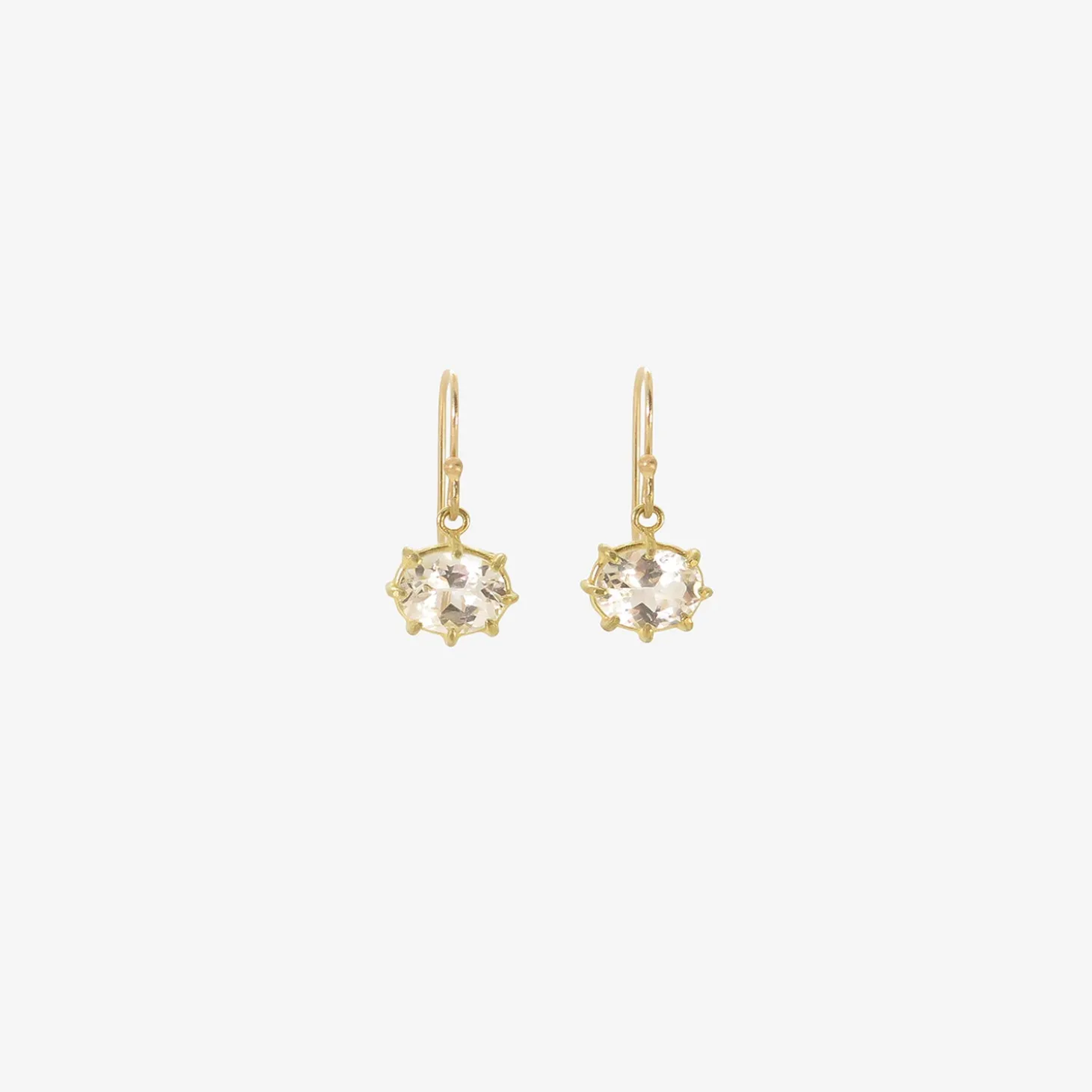 18k & faceted oval white topaz east/west mini gem earrings
