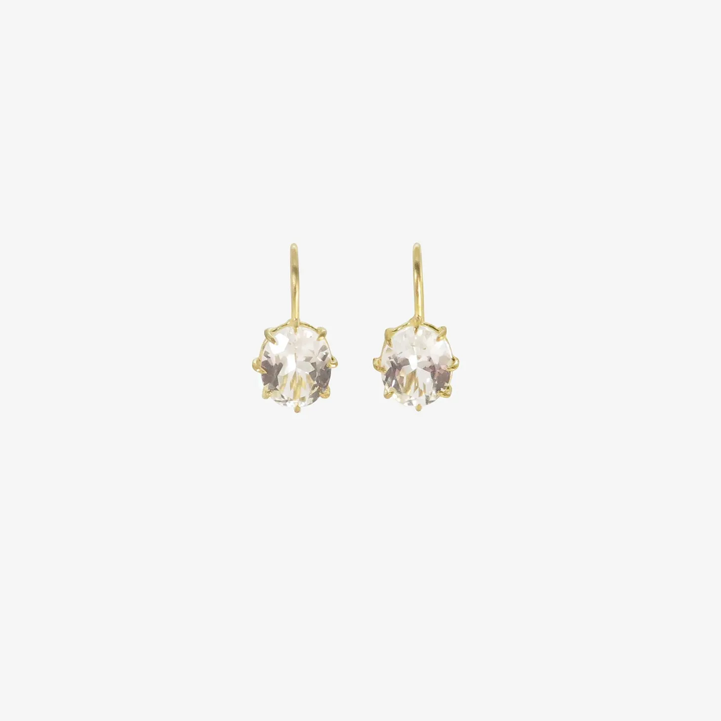 18k & faceted oval white topaz north/south drop earrings